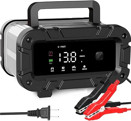 Cargador de batería de coche de 12 V y 6 amperios, cargador de batería inteligente automático, cargador de goteo automático, cargador de flotador y
