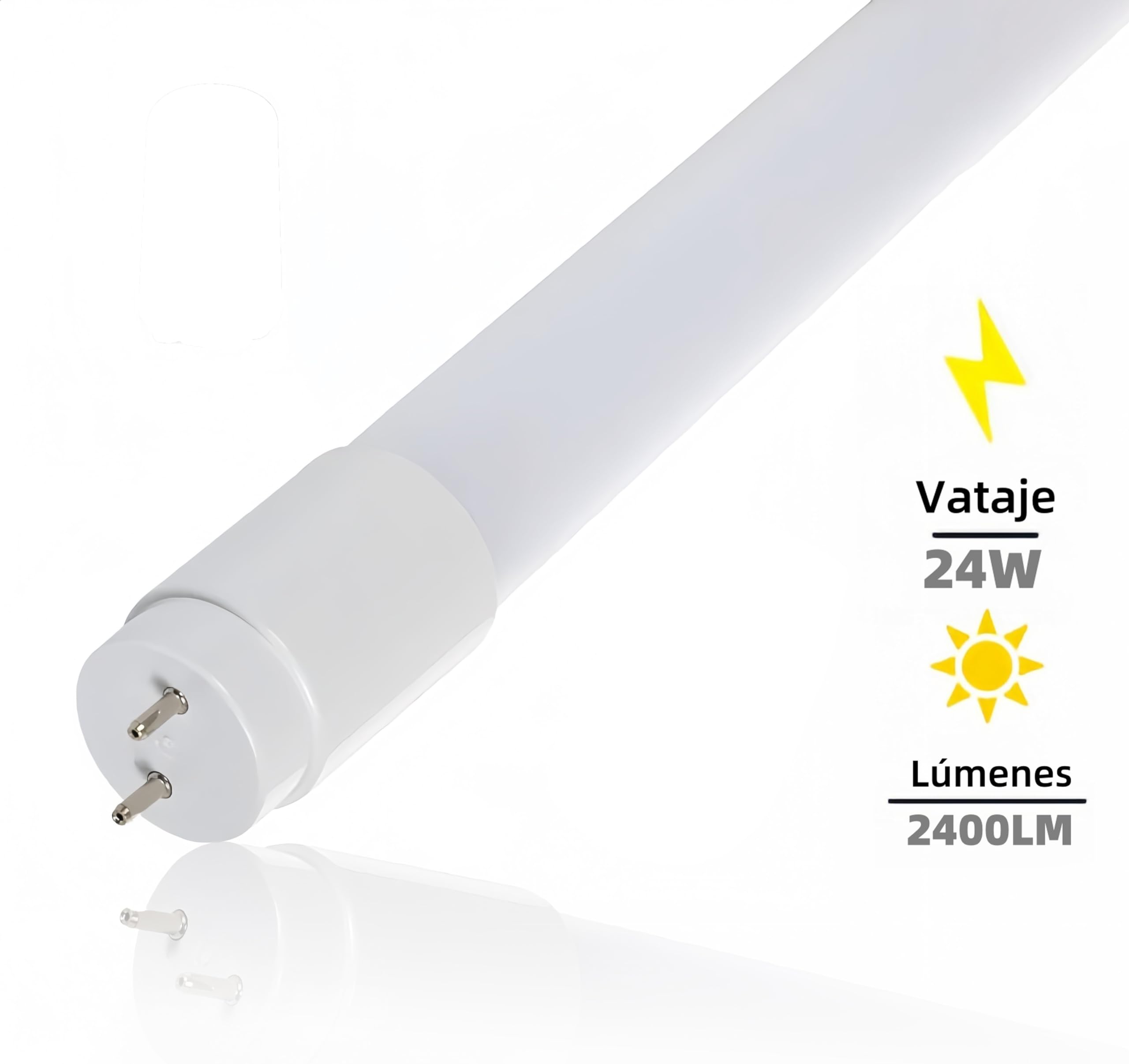 LEDUNI ® Tubo T8 Cristal LED 24W OPAL Conexión Un Lateral Luz Blanco Frío 6000K 150CM (PACK 5)