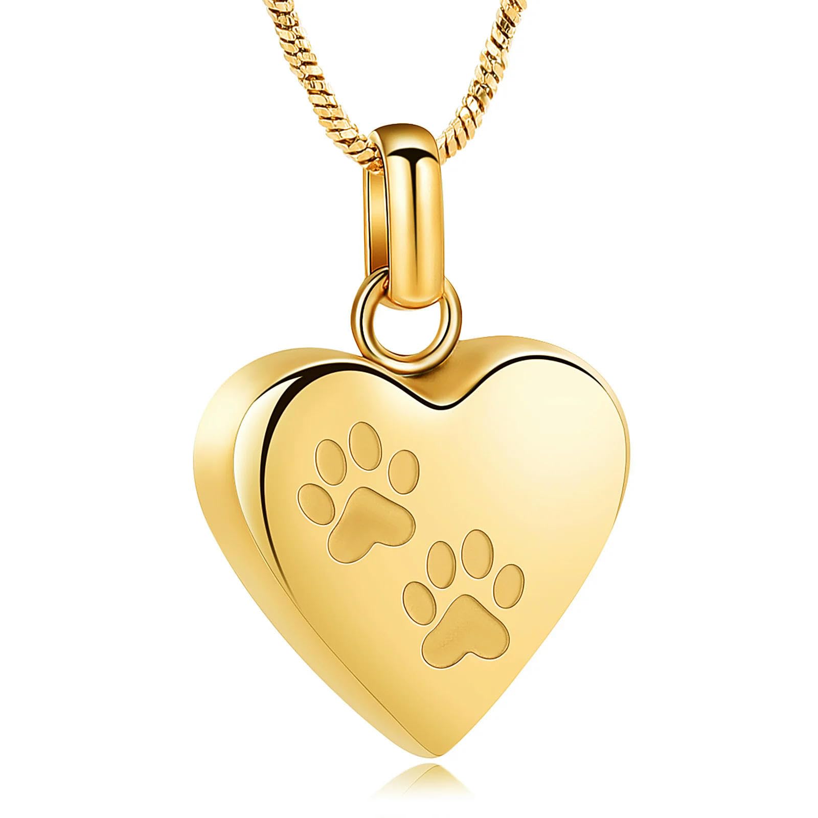 Souvenir des cendres collier commémoratif cœur patte d'animal doré pour homme femme