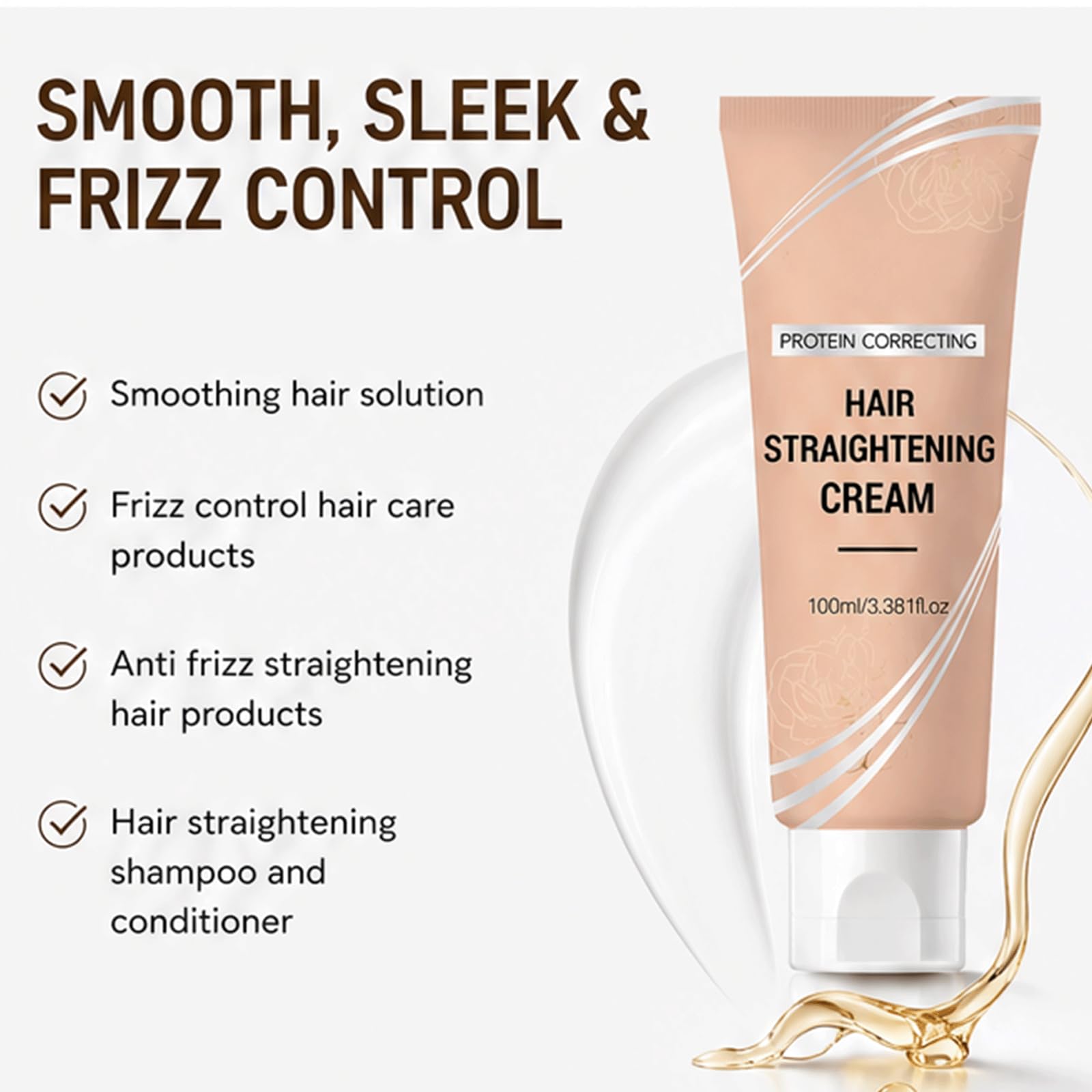 Glättungscreme für glattes Haar, Haarglättungscreme, Anti-Frizz-Haarcremes - Glättungscremes für lockiges Haar & Frizzs Control, Anti-Feuchtigkeit, glättet Kräuseln & verleiht Glanz (5PCS)
