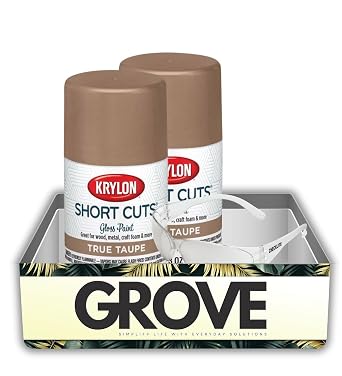 2x Krylon Short Cuts Gloss True Taupe Spray Paint 3 Oz Bundle With Safety Glasses Fast-Drying Indoor Enamel For Wood, Metal, Plastic, Paper Mache, Fabric & More Inverted Spray Gift Set 3 Items