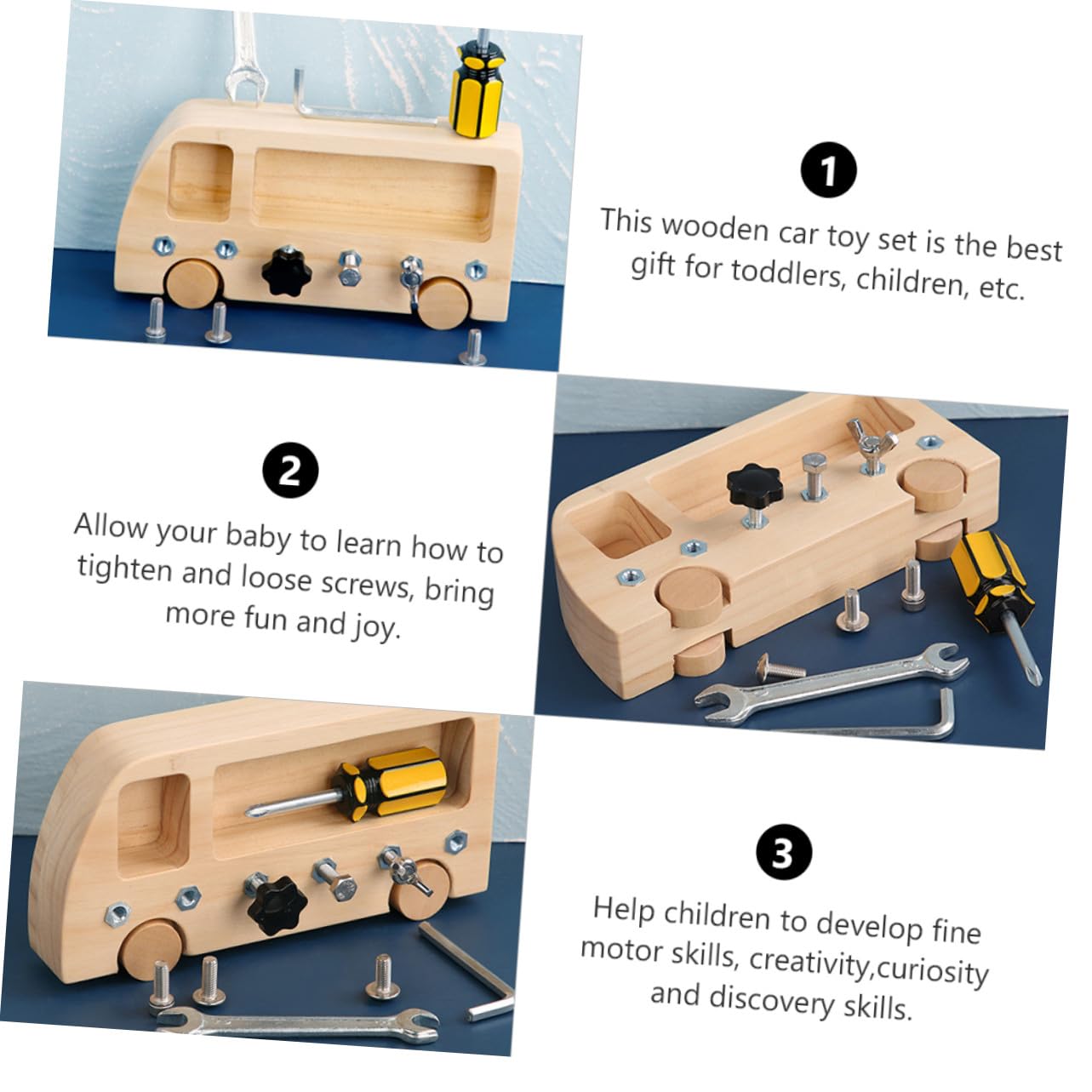 1 Set de Juguete de Aprendizaje Temprano Tornillos de Madera Natural para Niños Pequeños, Seguro y Fiable para Desarrollo Educativo y Coordinación Manual