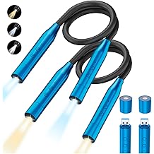 2 Pack Neck Book Lights, 3 Colors &amp; 3 Brightness Levels, Flexible 380&deg; Neck Light Rechargeable, LED Reading Lights for Books in Bed, 80 Hrs Lasting, Perfect for Reading, Knitting, Crafts, Repairs