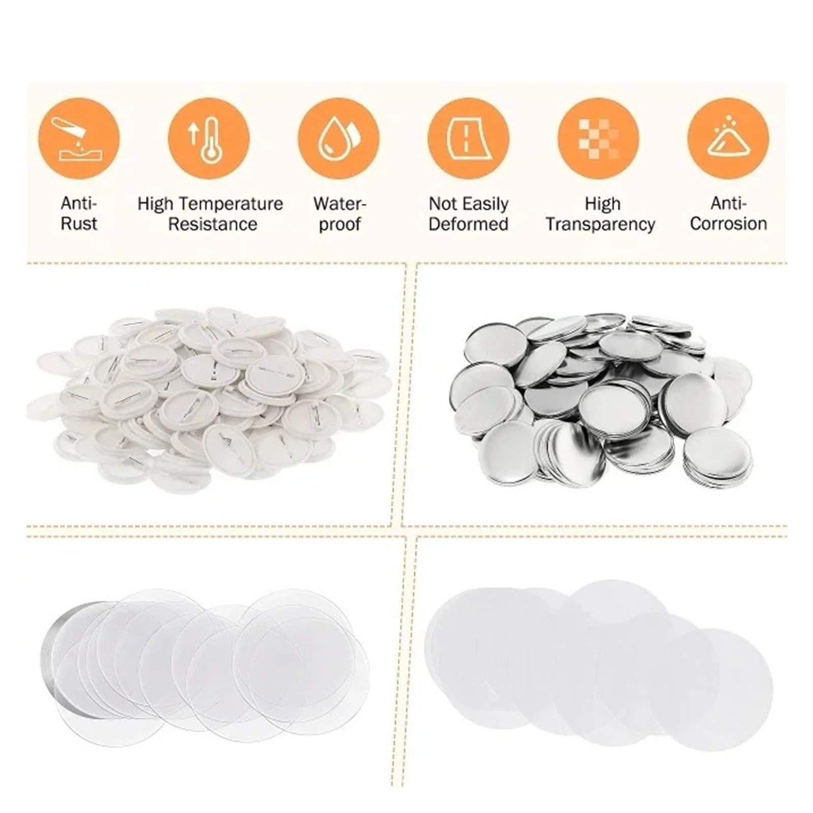 100 zestawów pustych części do guzików z szpilką do maszyny do produkcji guzików okrągłych, materiały do produkcji znaczków Produkcja DIY(25mm)