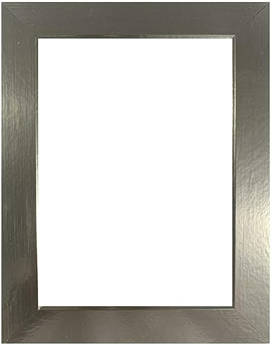 US Art Marcos planos plateados metálicos de 1.25 pulgadas, acabado liso envuelto de madera, compuesto, decoración de pared, marco de póster