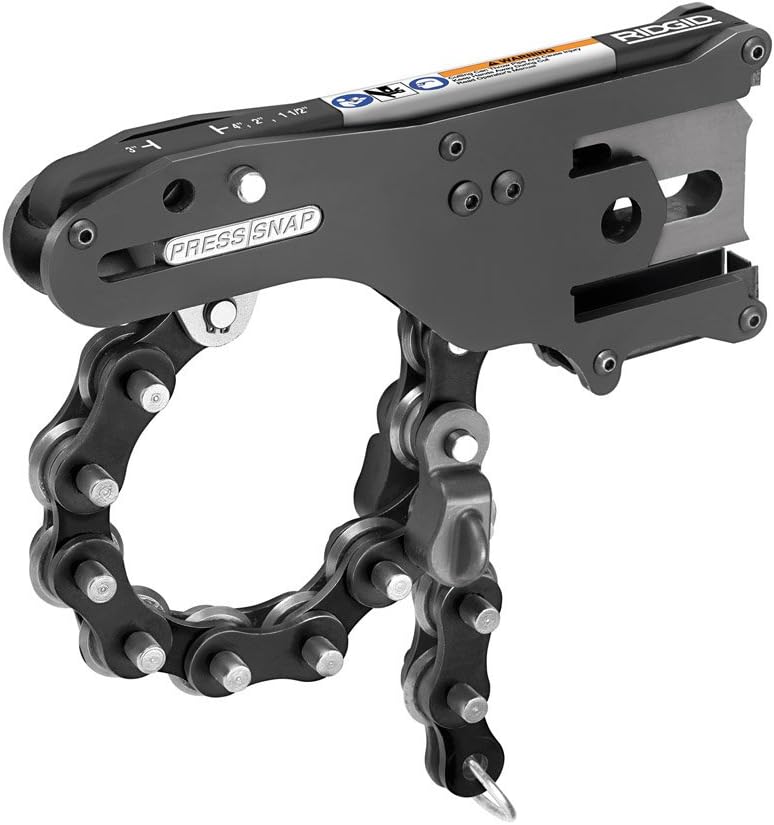 RIDGID 34403R Press Snap Soil Pipe Cutter Kit with Carrying Case, Heavy-Duty Chain Pipe Cutter for 1-1/2" to 4" No Hub and Service-Weight Soil Pipe