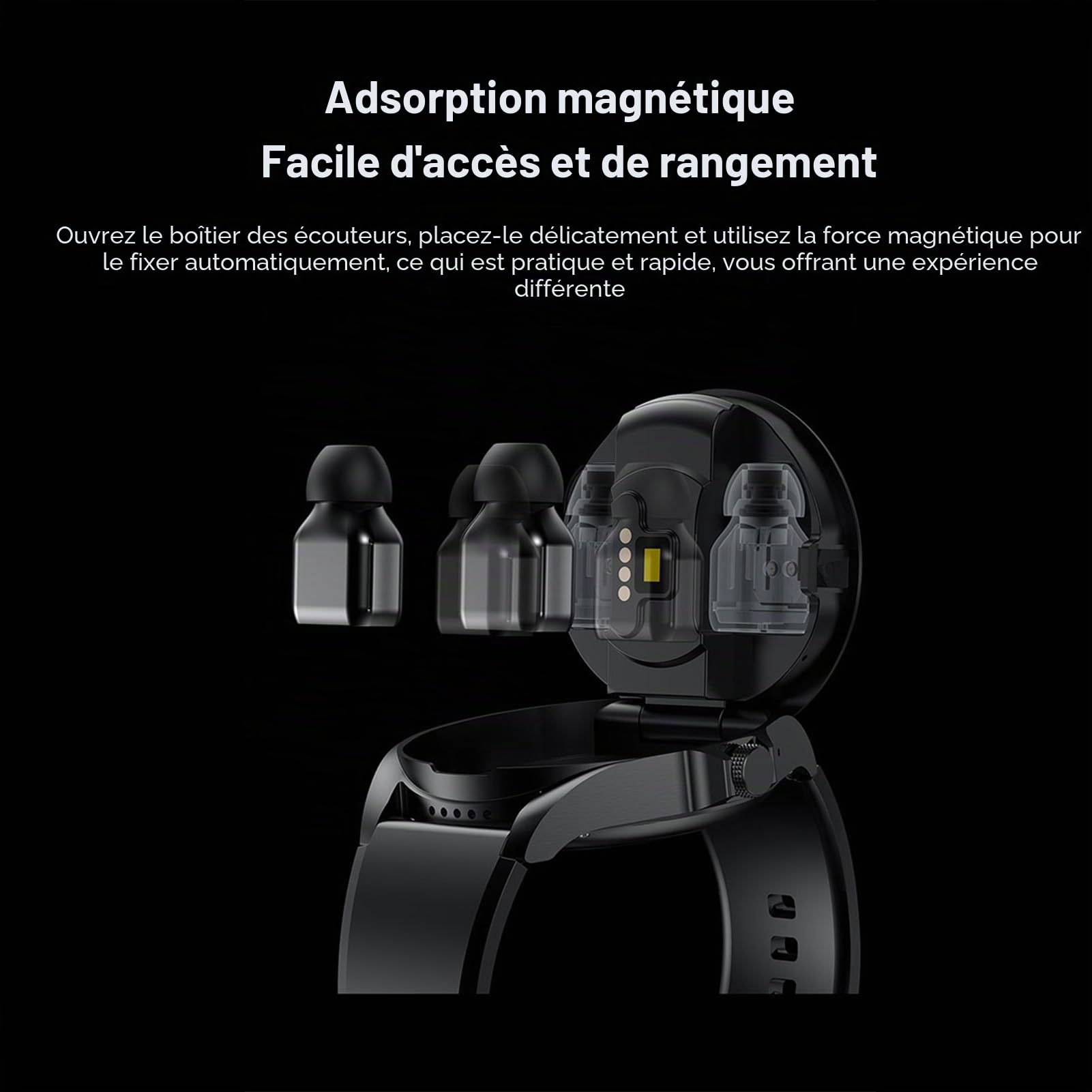 findtime Montre Connectée Homme 1.39'avec Ecouteurs sans Fil Bluetooth TWS intégré Bluetooth sans Fil Casque Intégré Montre Sport Homme Smartwatch Bracelet en Silicon
