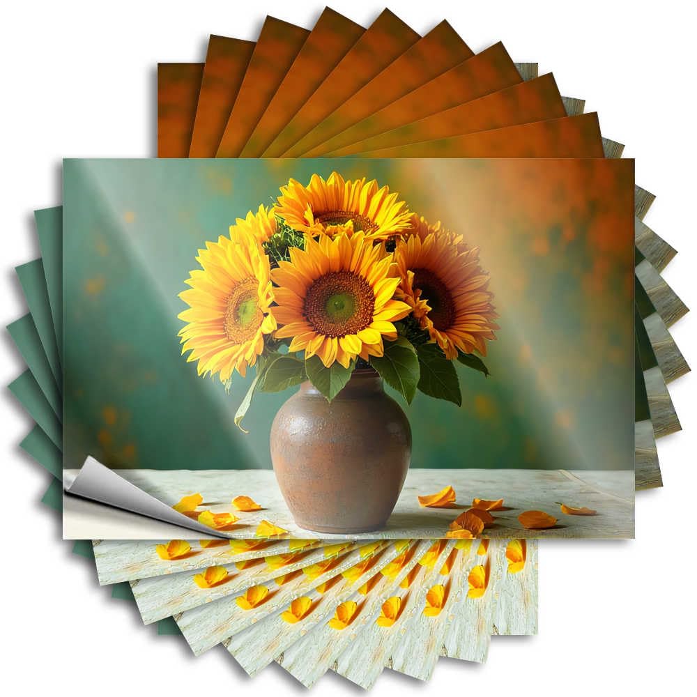Spring Porch Decor Water Tattoos | Vibrant Sunflowers in A Rustic Vase Badass for Darts Decor(6X9CM)