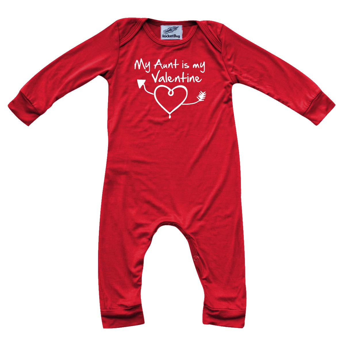 Valentine's Day Red Long Sleeve Baby Jumpsuit Romper (18-24 Months, My Aunt is My Valentine)