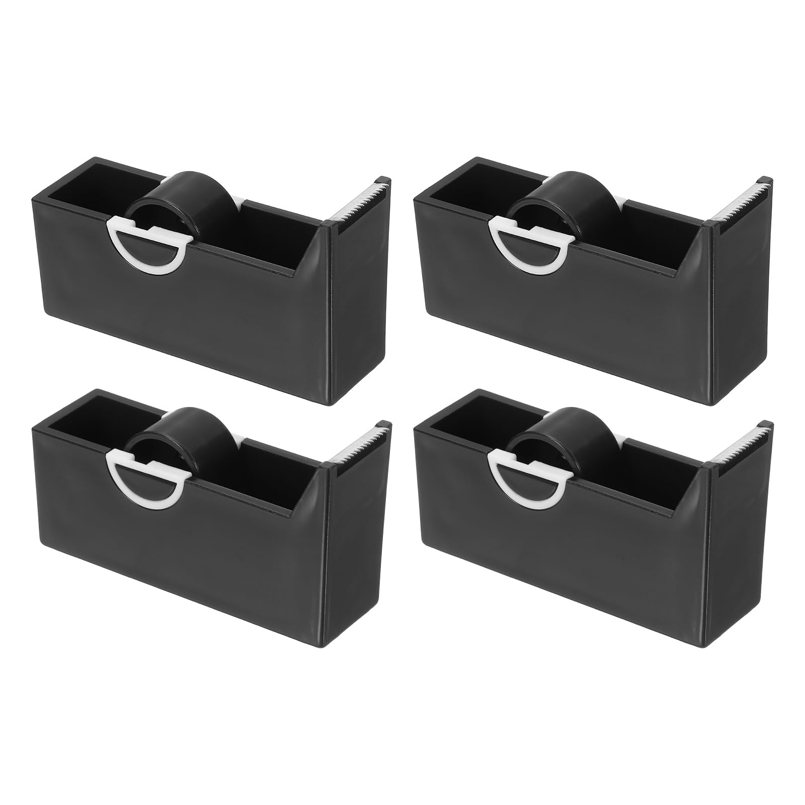 PATIKIL 4 Pack Tape Dispenser Desk, Small Desktop Tape Dispenser Cutter Holder for 17mm/0.65" Eyelash Tapes Rolls Desk Home Office Supplies, Black