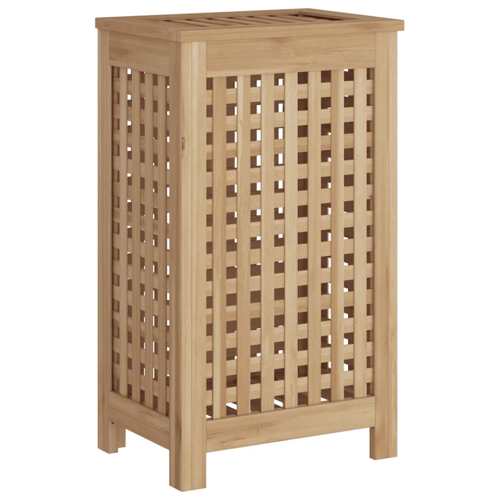 Cesto portabiancheria in legno di teak, design ventilato in teak massiccio, con borse rimovibili e ripiano per organizzare la biancheria e gli oggetti essenziali per la casa