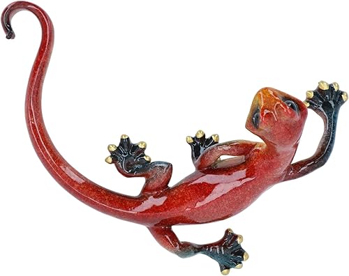 Miniatura 6 de Escultura de resina de lagarto Gecko moteado rojo para decoración de pared, tamaño mediano