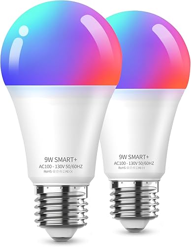 Miniatura 9 de Meliya Bombillas LED inteligentes, cambio de color, regulable y temporizador, bombilla inteligente WiFi y Bluetooth, compatible con Alexa y Google