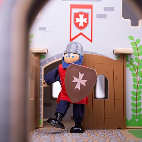 Miniatura 6 de Bigjigs Toys Wooden Knights | Juego de figuras medievales para niños | Juego de acción para juegos de rol de castillo | Figuras con accesorios de