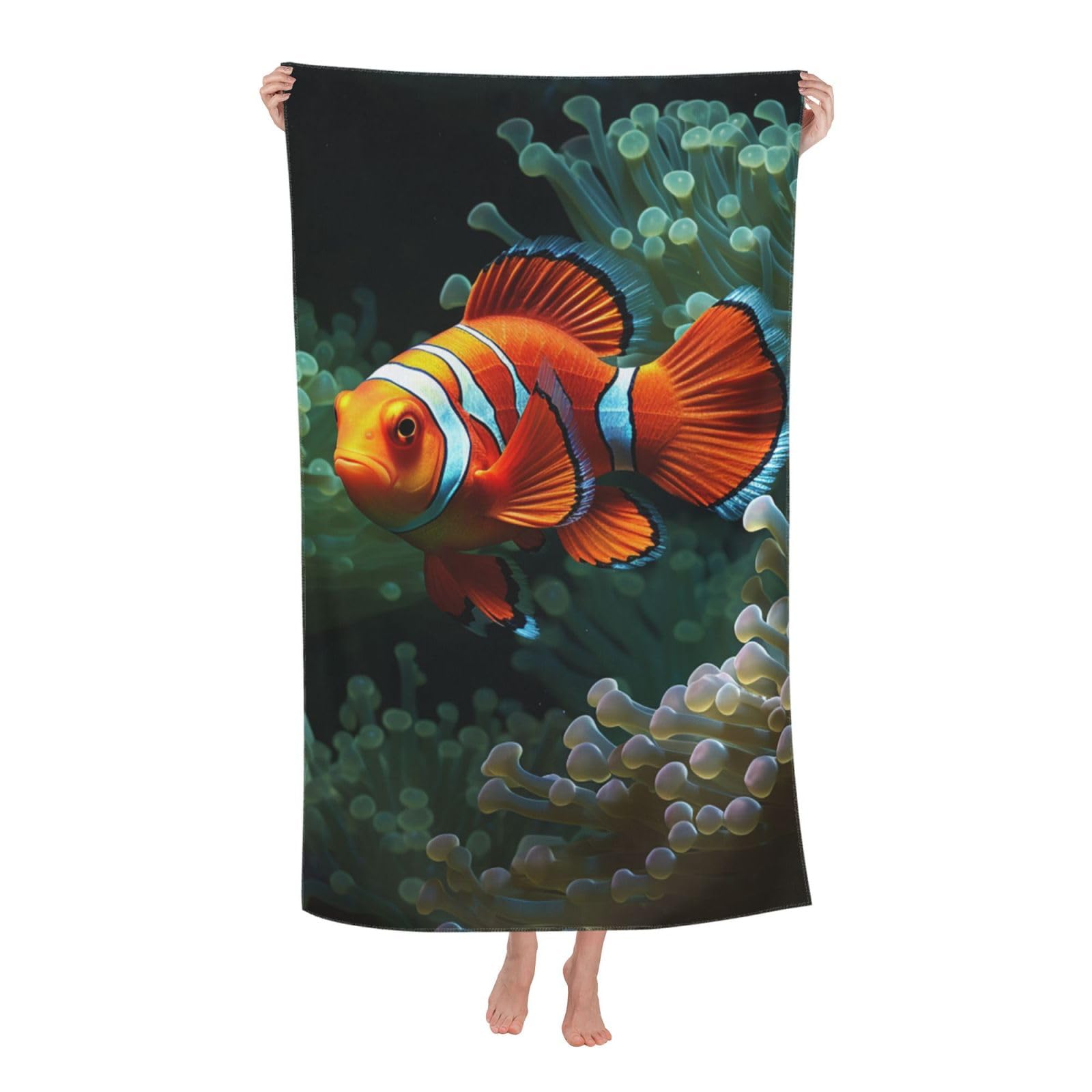 HLBSDM Fish Background Beach Towel 52 x 32 in Vacation Essentials Quick Dry Sand Free Pool Swim Towel Super Absorbent Bath Towels Oversized Gym Towels Travel Blanket Gift
