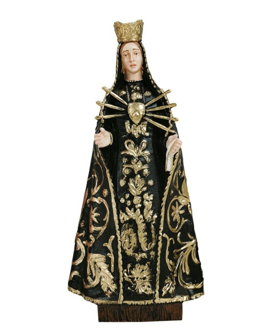 Generico ArteSacraCaravaggio Statua Madonna Addolorata, in marmo resina cm 28 (11,02 inches), per interni ed esterni, decorata a mano, produzione artigianale italiana