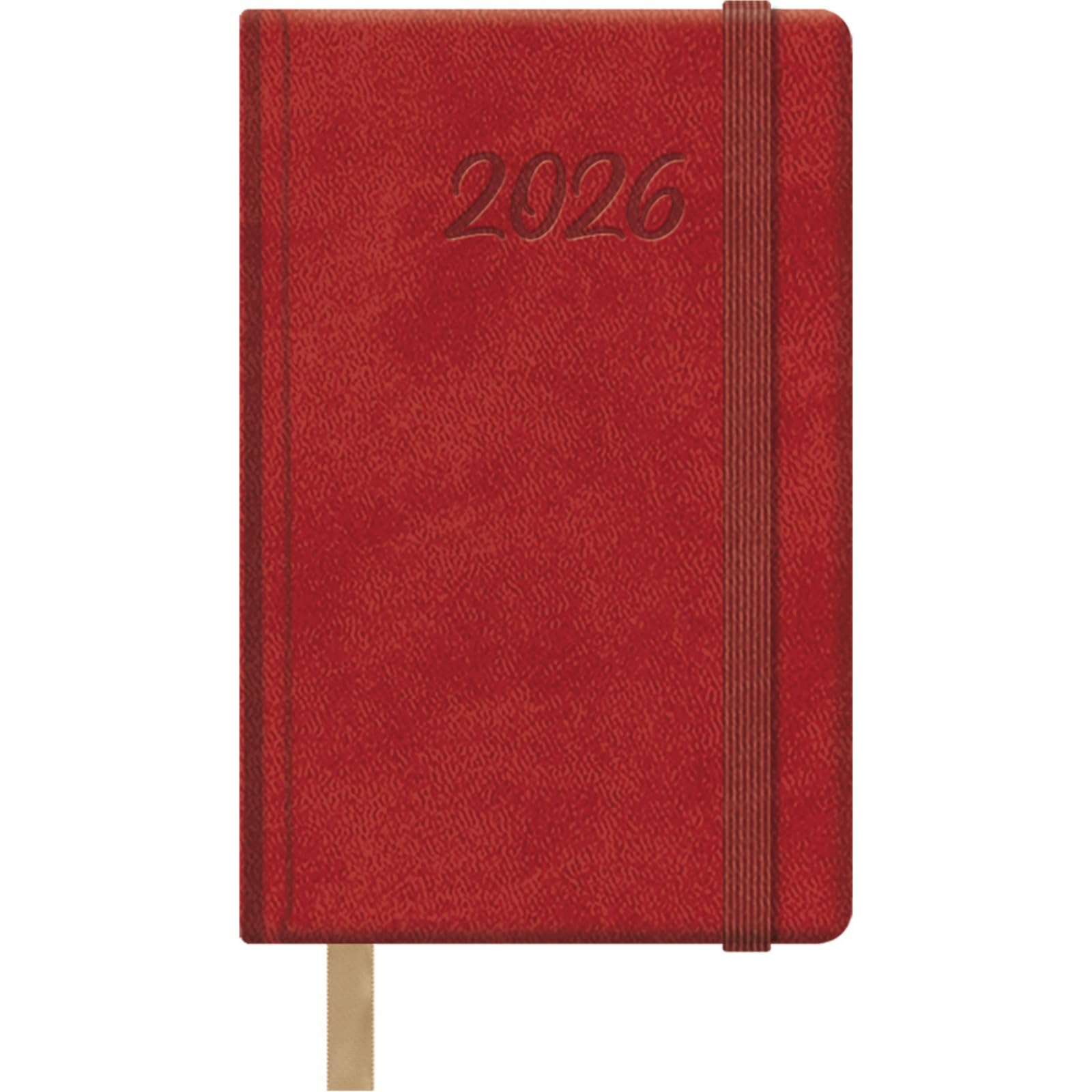 Dohe - 2026 Weekly Planner – Pocket Size (8.5x13 cm), Hardcover Leatherette, Elastic Closure, Bookmark, 12 Months January to December, Annual Planner in Spanish – Samba Red
