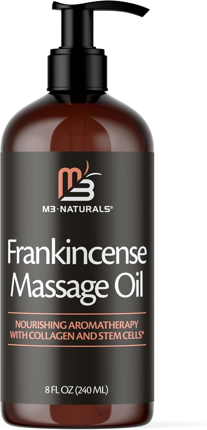 M3Naturals Frankincense Essential Massage Oil for Scars, Stretch Marks & Fine Lines - Firming Hydrating Formula with Collagen Stem Cells Lavender Grapefruit 8oz