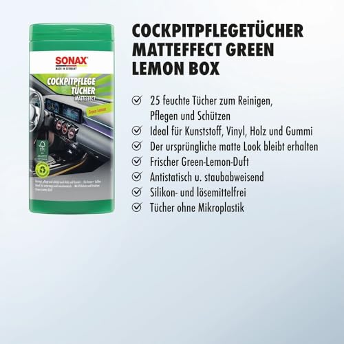 SONAX CockpitPflegeTücher Matteffect Green Lemon Box (25 Stück) – Ansicht 3