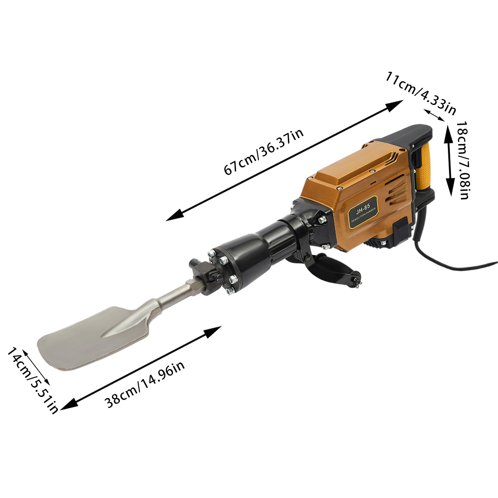 Elektrischer Wagenheberhammer, 1700 W, tragbarer Bagger, Handgrabenmaschine für Garten und Bauernhof, leistungsstarker Steinbagger und Pflanzschaufel