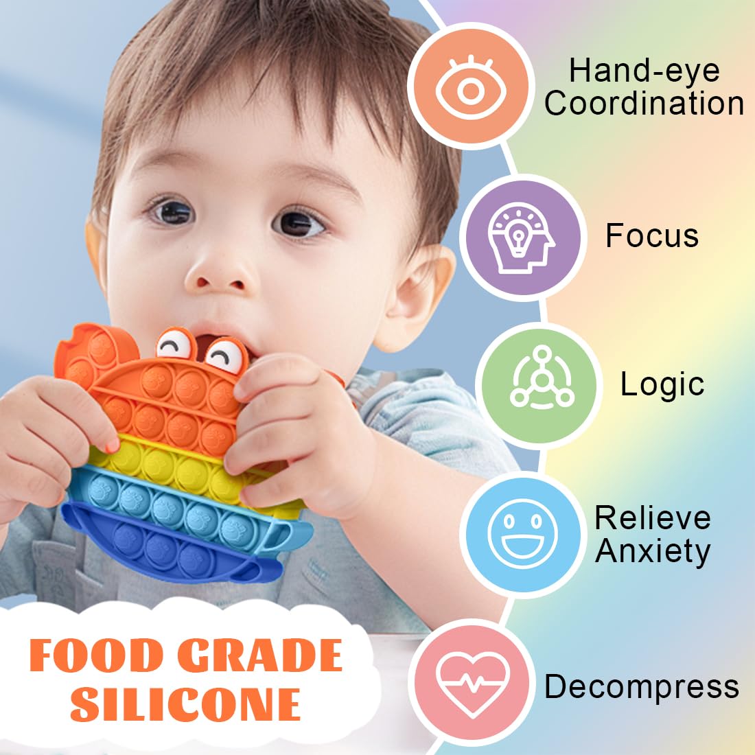 Pop On It Poppit Poppit Fidgettoys Antystresowy Push Bubble Sensoryczna Silikonowa Zabawka Dla Dzieci I Dorosłych (Krab)