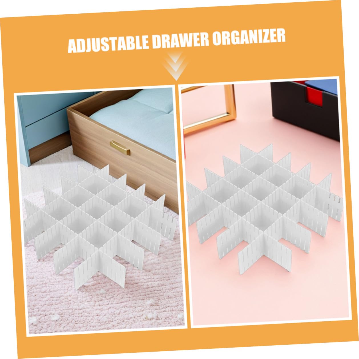 16 Stück Verstellbare Schubladenteiler DIY Kunststoff Organizer Weiß Flexibel für Socken Unterwäsche Kosmetik Schrank Küche Zubehör