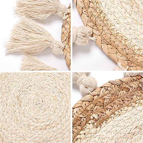 Woven Wall Baskets Round Macramé Wall Hanging Tapestry With Tassel Boho Wall Art Wreath For Home Bedroom Living Room Nursery Décor, 12 Inch Diameter #TOP2
