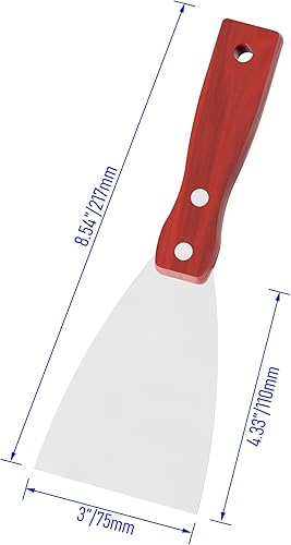Miniatura 2 de Cuchillo de masilla, herramienta raspadora de acero inoxidable de 3 pulgadas, cuchillos de metal con mango de madera para paneles de yeso,