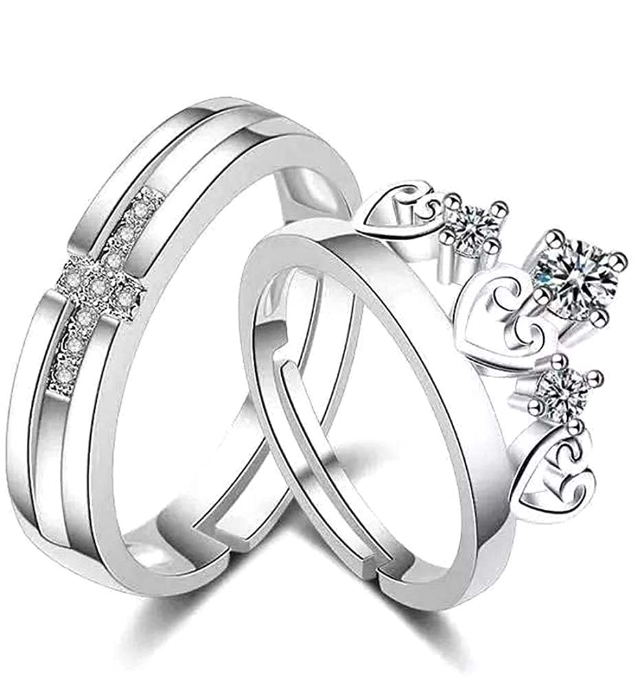 University Trendz Stylish Silver Copper Crown King Queen Adjustable Couple Ring for Women Girls Men Boys Girlfriend Lovers (B093LRCMB7) Amazon Price History, Amazon Price Tracker