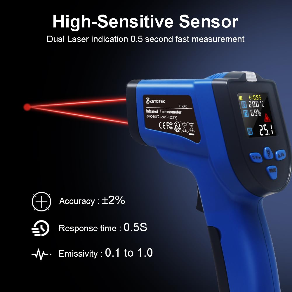 Ketotek Infrared Thermometer - Non-Contact Temp Gun -2