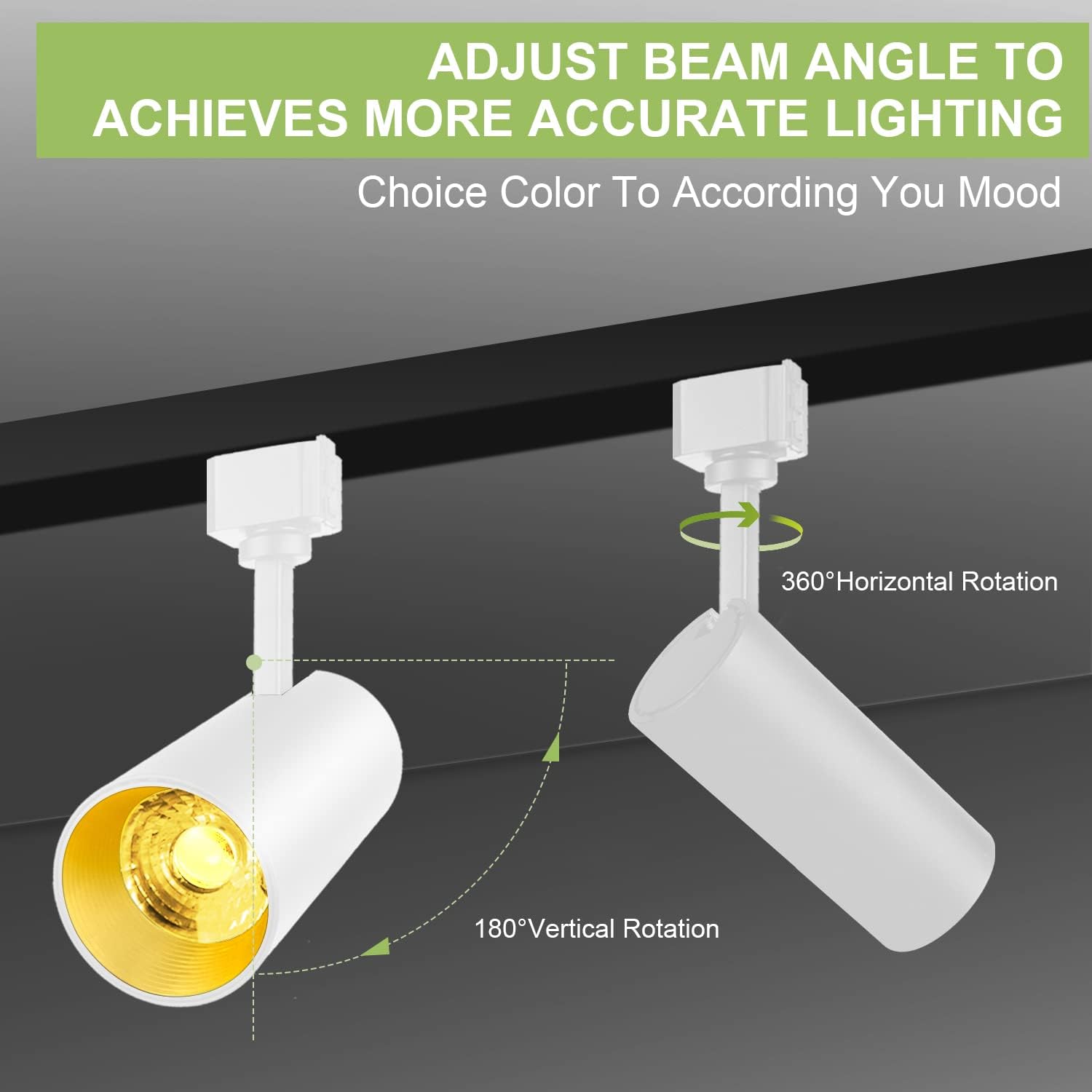 3-Colo 12W LED Track Lighting Heads,H Type LED Track Light Heads with Remote,Dimmable 3000K/4000K/5000K Selectable,CRI90+ Track Lighting for Accent,Artwork,Office 36°Angle 6Pack (White)