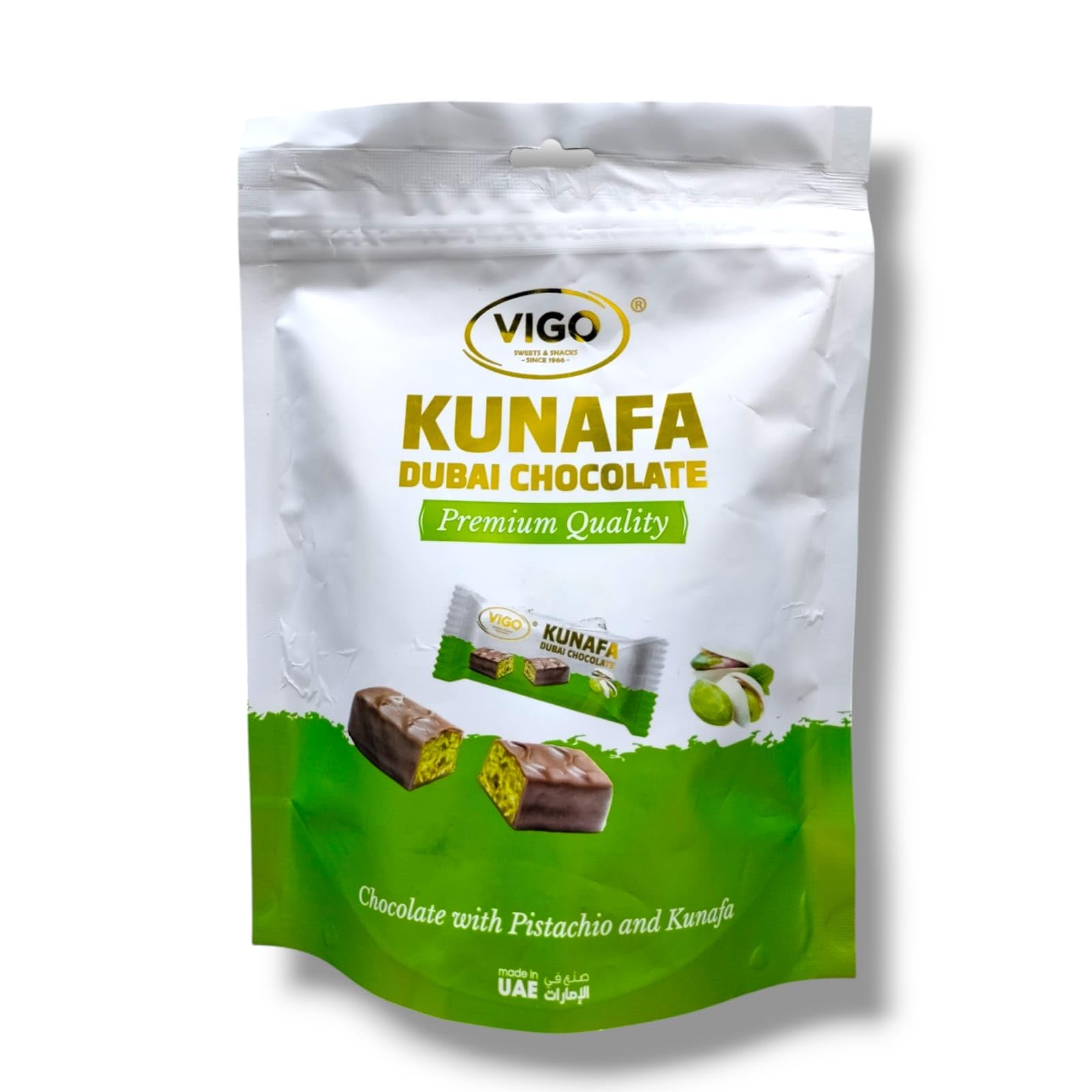 Vigo Kunafa Dubai Chocolate 175g, Premium Milk Chocolate with