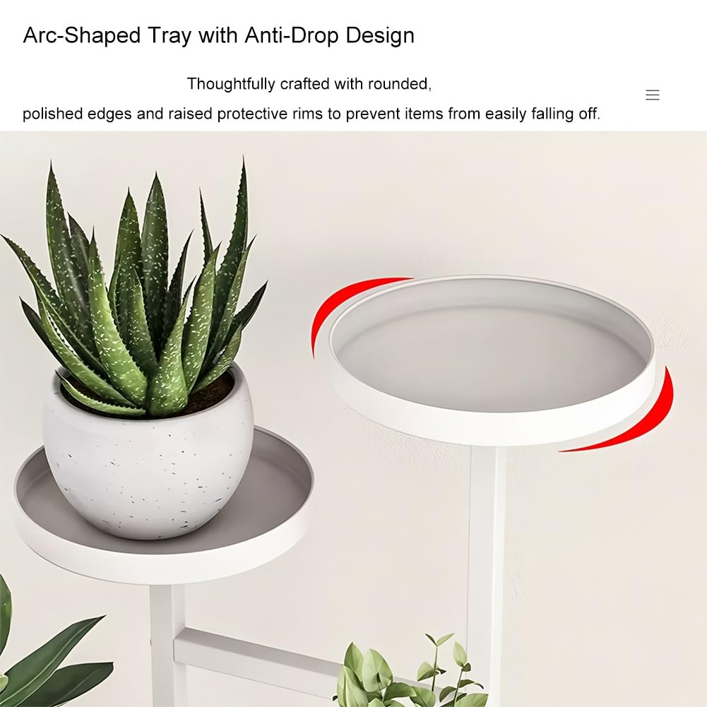 LXHELIVERY Support pour Plantes D'intérieur en Métal sur roulettes – Présentoir pour Pots De Fleurs Et Plantes Multiples, pour Chambre, Salon, Balcon Et Jardin(Blanc)