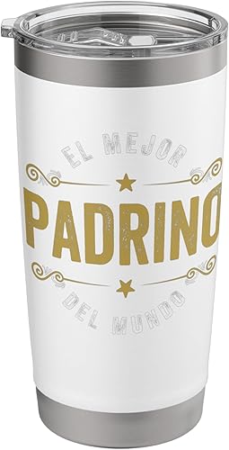 Vista 9 de Vaso aislado de acero inoxidable con aislamiento de padrino mexicano o El Mejor Padrino del Mundo Cepillado