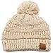 CC Confetti Ombre Big Pom Pom Warm Chunky Soft Stretch Knit Beanie Hat Oatmeal