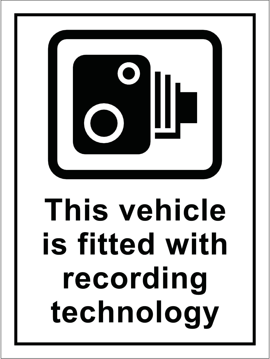 The Signal Range Black And White Pack Of 5 Self Adhesive Signs 135Mm X 180Mm - This Vehicle Is Fitted With Recording Technology