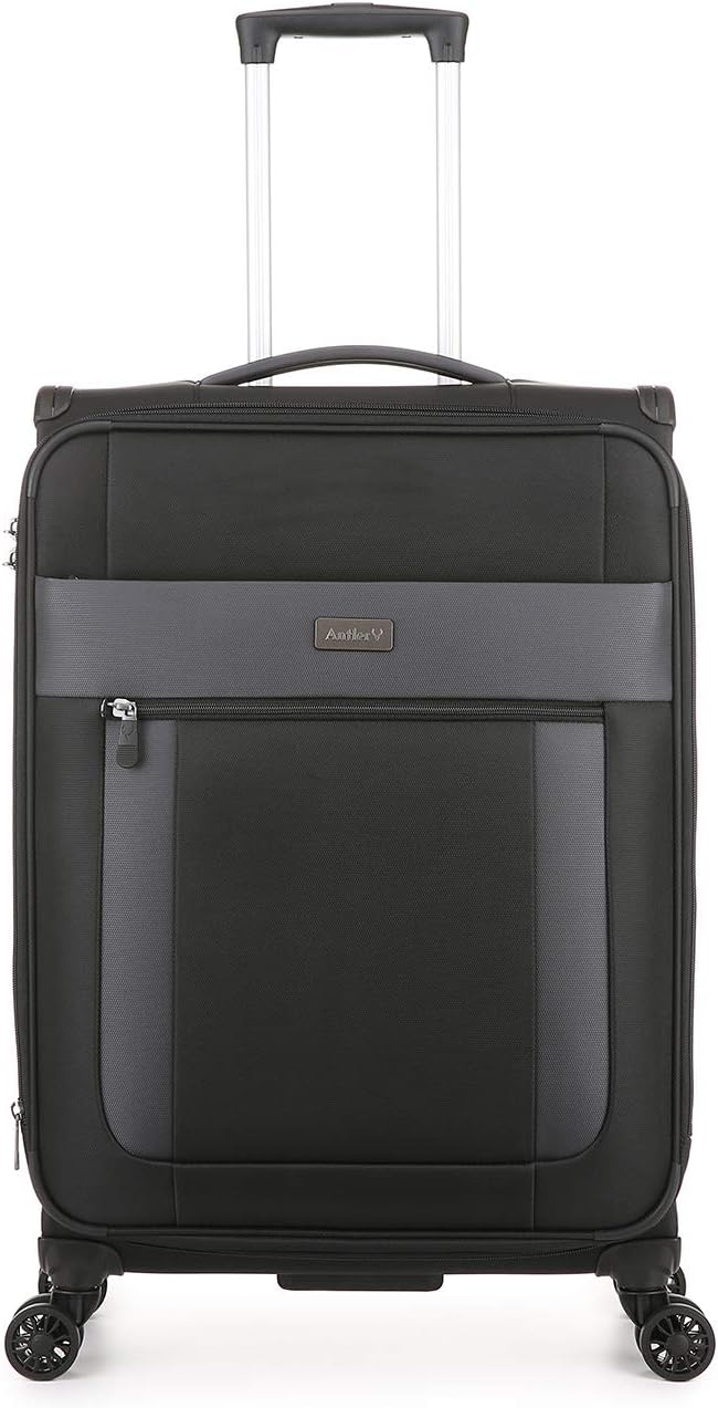 Antler Translite II, Durable & Expandable Lightweight Soft Shell Suitcase (Medium, Black)