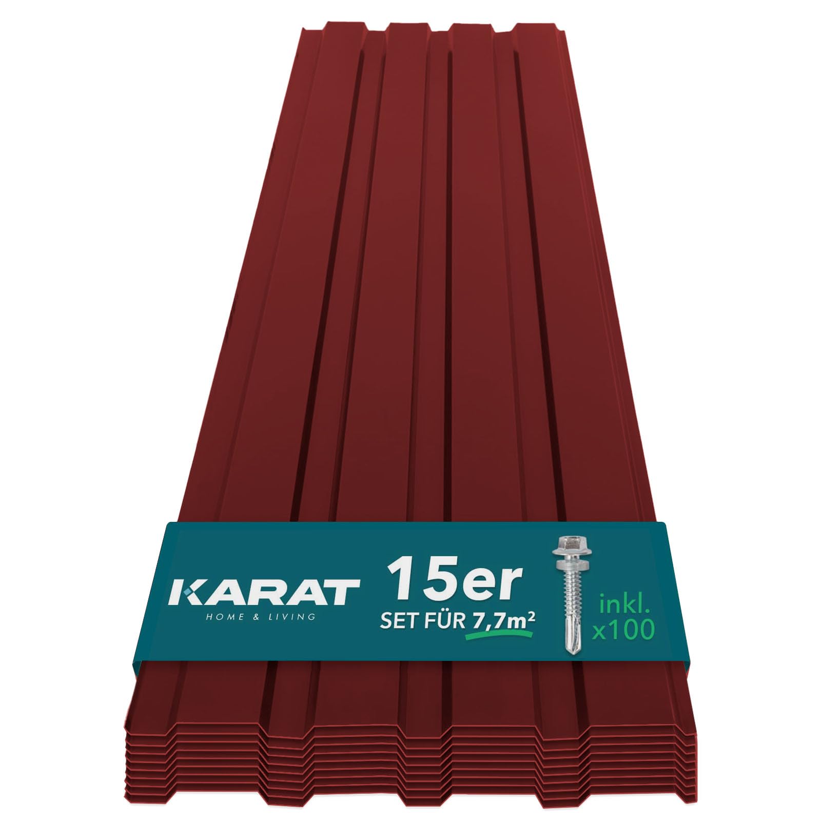 KARAT Trapezblech Set 115x45 cm 7,7 m² Stärke 0,25 mm Stahlblech Dachplatten Wandverkleidung Rot