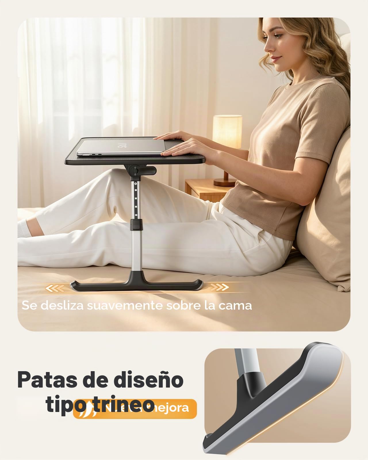 Mesa, SAIJI Mesa Plegable,Altura Ajustable, Soporte para Computadora Portatil en 5 Alturas, para sofá, Suelo, Trabajar, estudiar, Leer, Escribir, caben hasta 17 "portátil (52 * 30cm Negro)