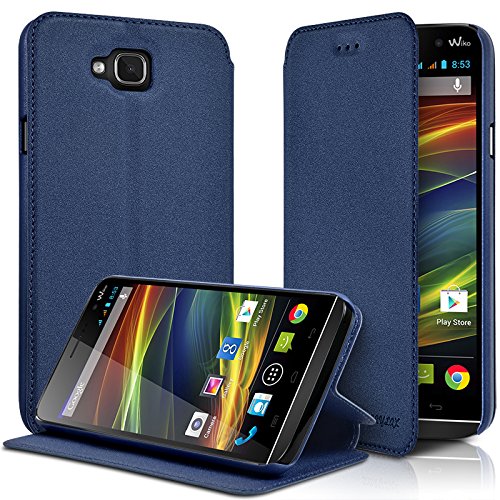 KARYLAX Seluxion - Housse Coque Etui à Rabat latéral Fonction Support Couleur Bleu pour Wiko Slide + Film de Protection …