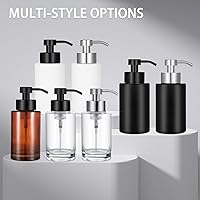 Vista 6 de Foaming Soap Dispenser Set, 12 Oz Glass Hand Soap Dispenser with 304 Rust Proof Stainless Steel Pump, Waterproof Labels, for Bathroom Decor Kitchen