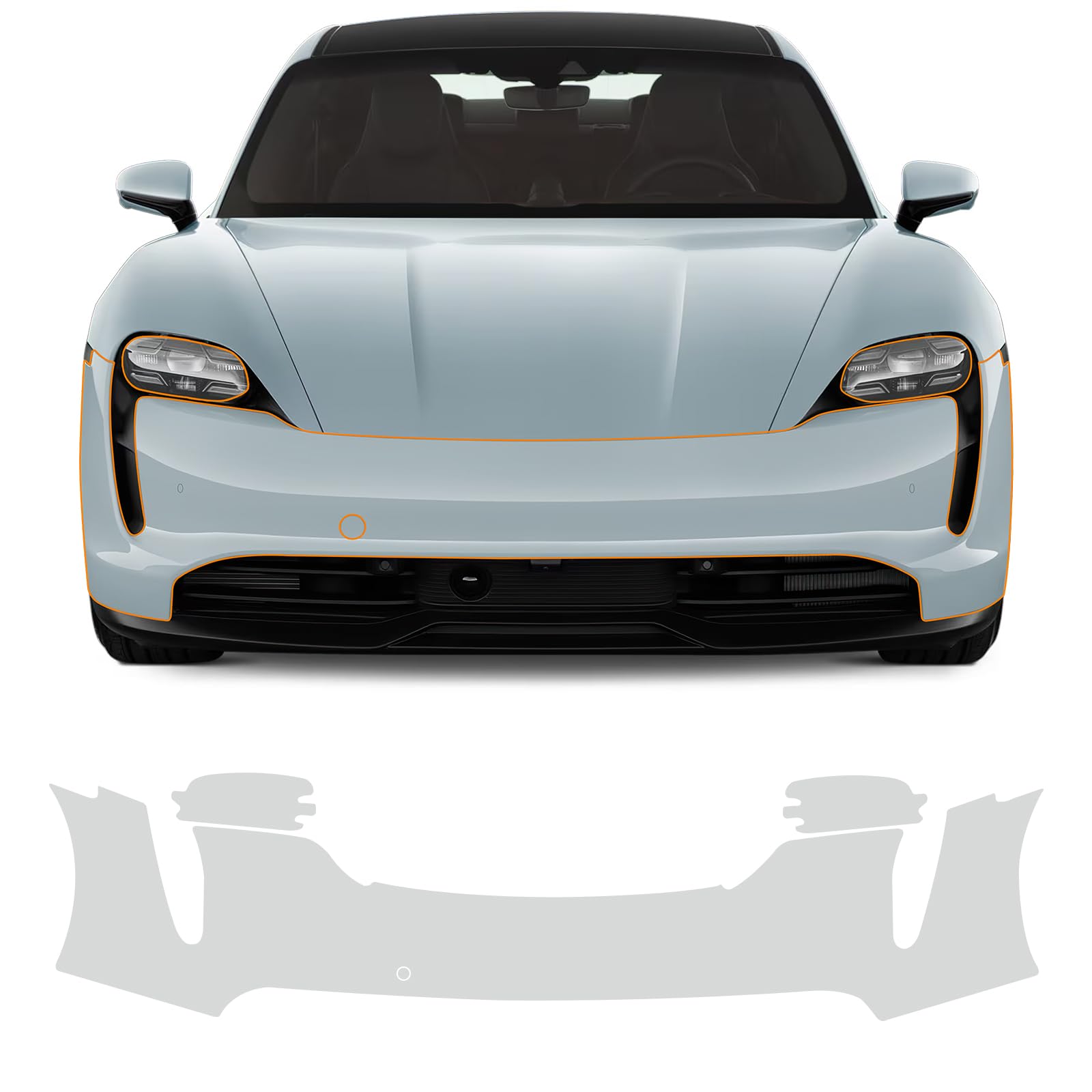 FDAIUN for 2020-2023 Porsche Taycan Clear Car Pre-Cut Paint Protective Film Self Adhesive TPU Rainproof Waterproof HD Scratch Exterior Accessories (Front Bars & Headlights 3Pcs)