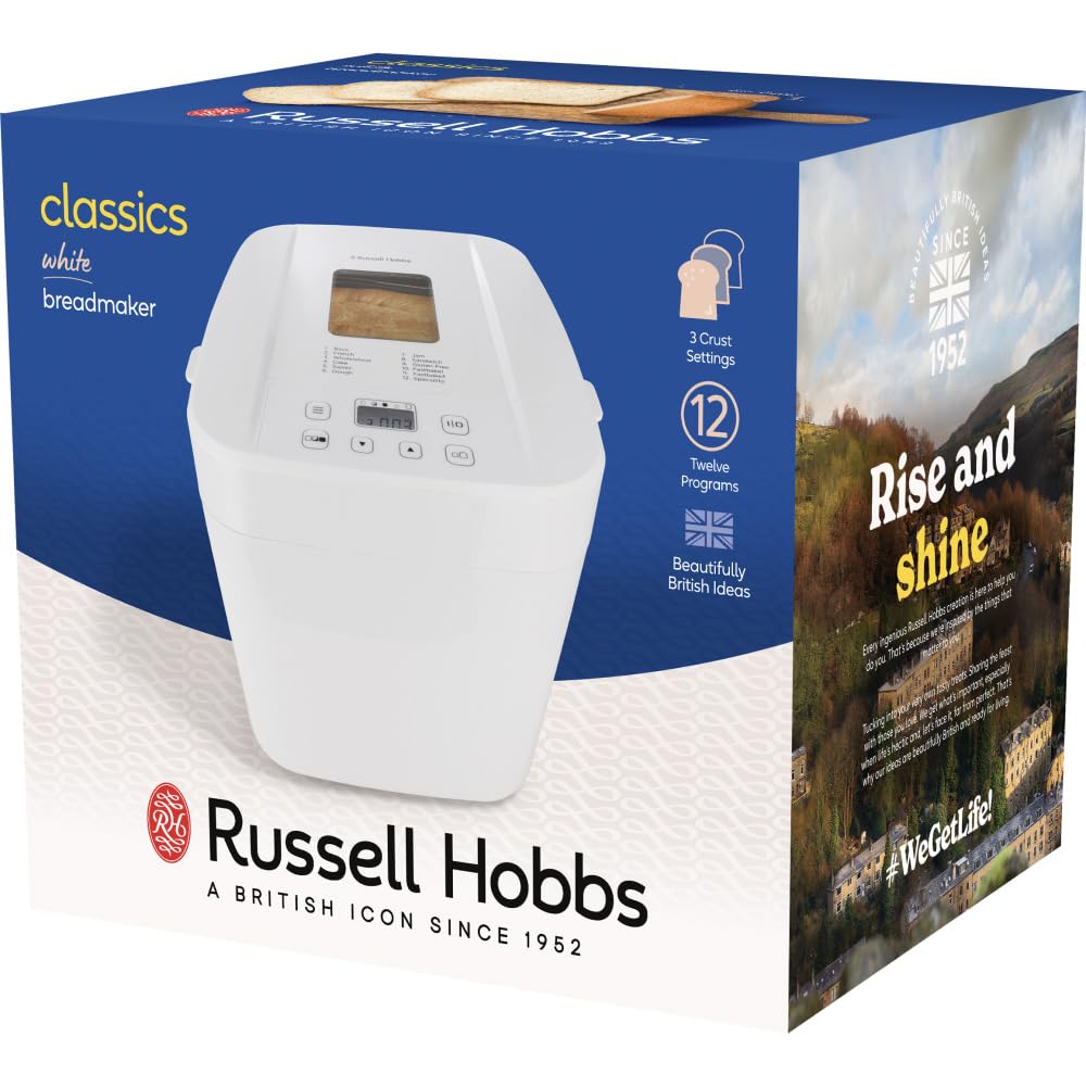 Russell Hobbs Machine à Pain 12 en 1 Compacte 27260-56 750g 1kg Cuve Antiadhésive Minuterie Maintien au Chaud