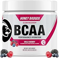 Vista 1 de Honey Badger BCAA + EAA Amino Acids Electrolytes Powder, BCAAs + L-Glutamine, Keto, Vegan, Sugar Free for Men & Women, Hydration & Post Workout