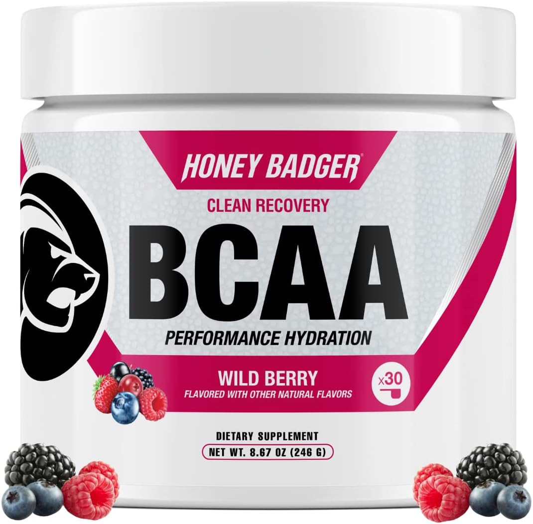 BCAA + EAA Amino Acids Powder, BCAAs + L-Glutamine, Keto, Vegan, Sugar Free for Men & Women, Hydration & Post Workout Muscle Recovery Drink Mix, Wild Berry, 30 Servings
