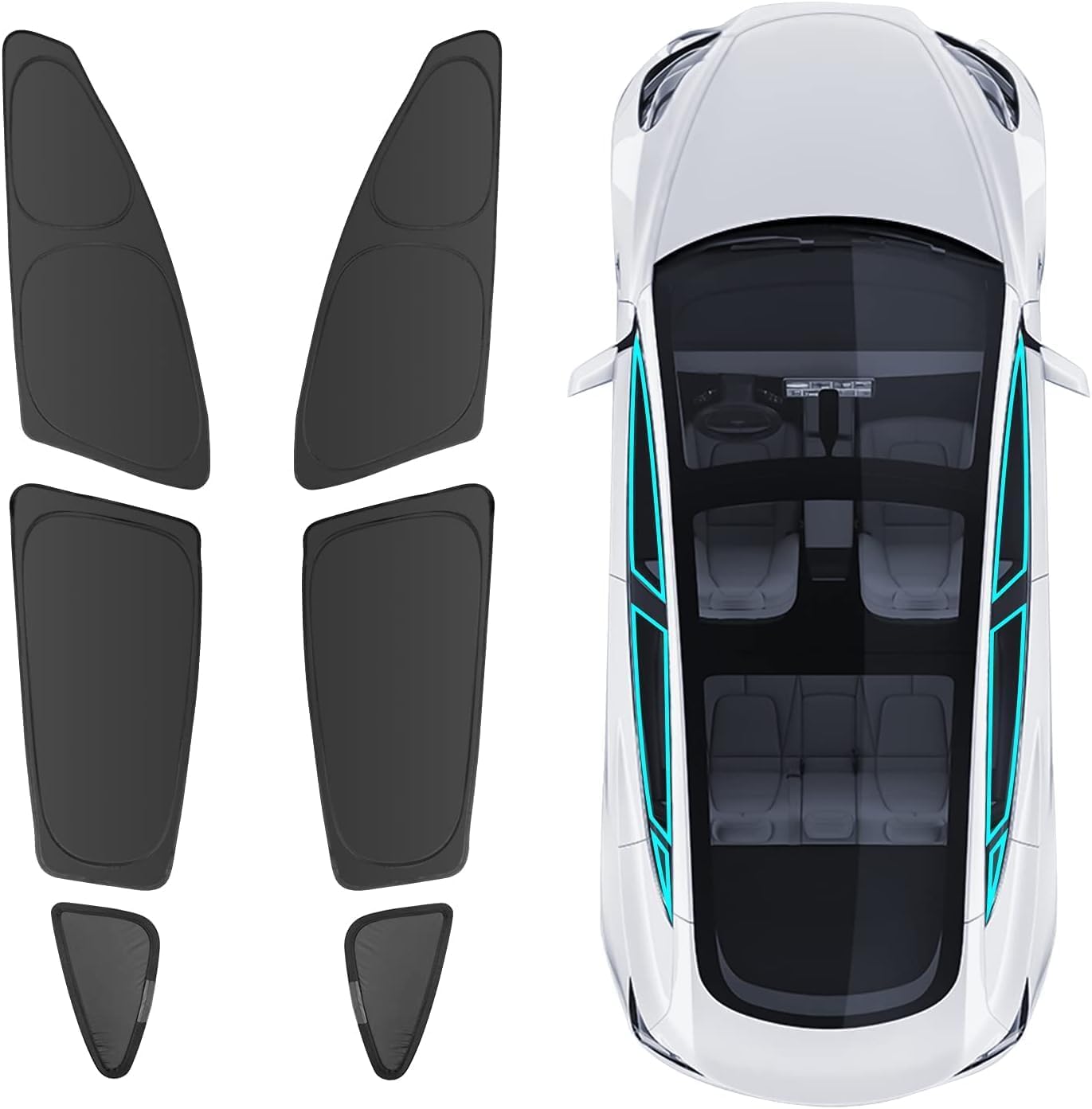 BASENOR 2019-2025 Tesla Model 3 Sunshade Side Windows Rear Windshield Sun Shades Reflective Covers Sunproof UV Rays and Privacy Protection Tesla Model 3 Highland Accessories