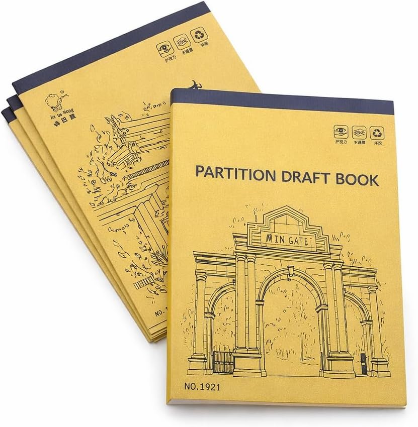 Tivon 5 Pcs Partition Draft Book | Sectioned Grid Sketch Notebook | Thick White Paper Drawing & Writing Pad | Ideal for Architecture, Design, Calligraphy, Students & Professionals(PACK OF 5)