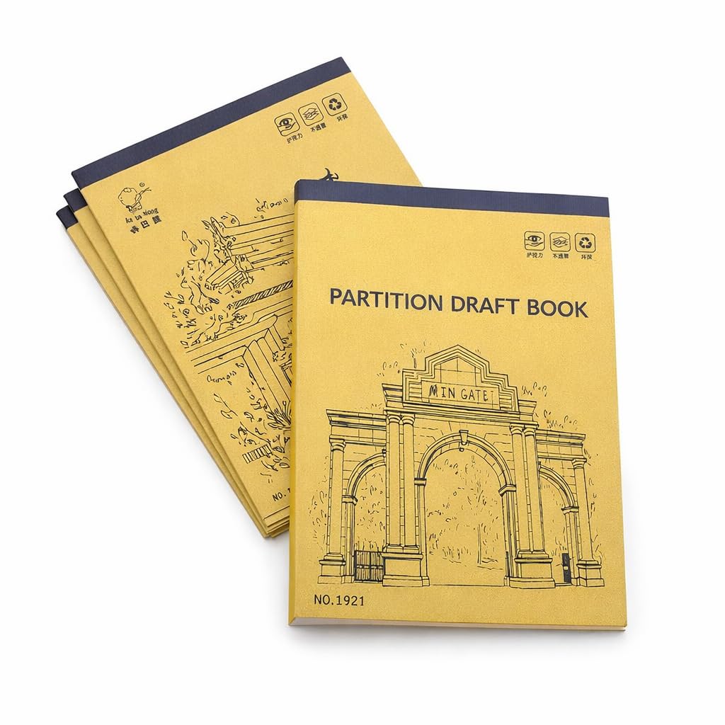 Tivon 5 Pcs Partition Draft Book | Sectioned Grid Sketch Notebook | Thick White Paper Drawing & Writing Pad | Ideal for Architecture, Design, Calligraphy, Students & Professionals(PACK OF 5)