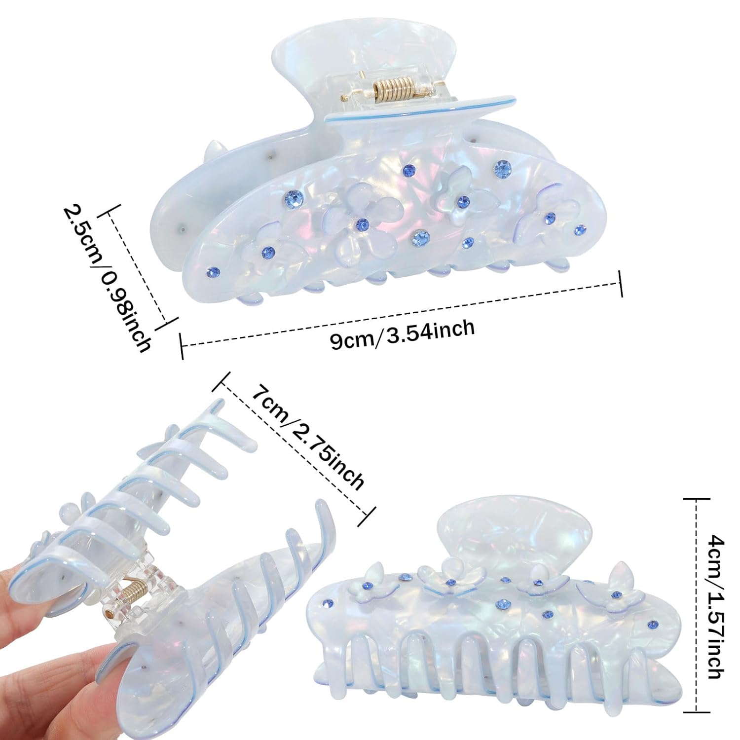 HAIMEIKANG 2Pcs Acrylic Flower Hair Claw Clips - Large for Women, Strong Hold Cute Non-slip Stylish Accessories for Thick Thin Hair - Image 3