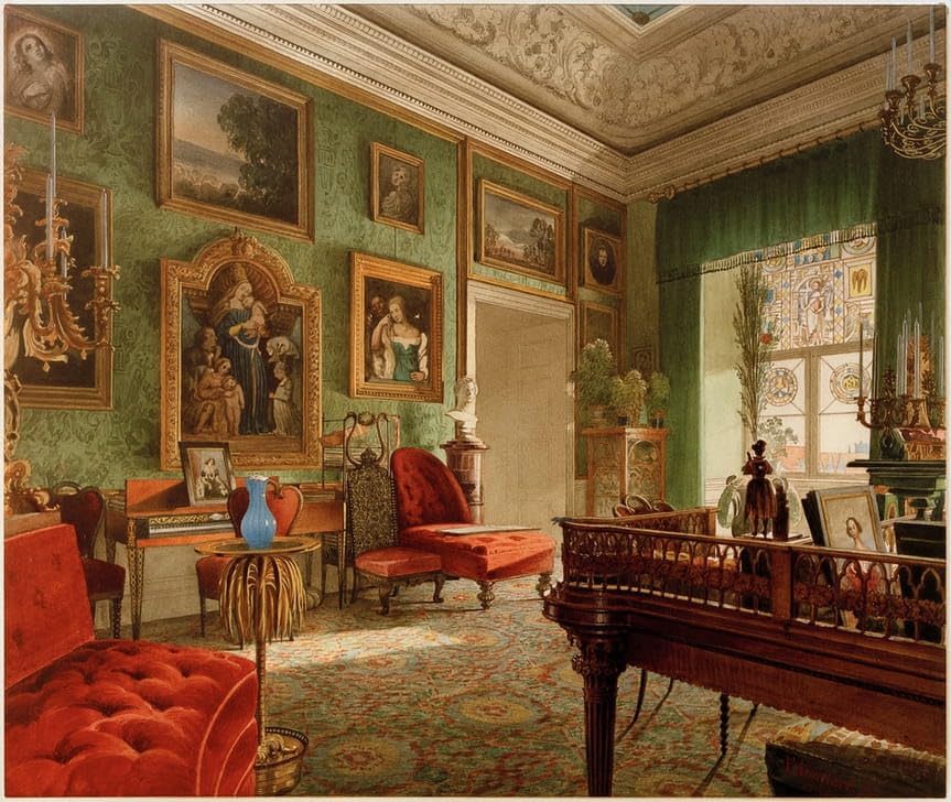 Affiche toile la salle verte du palais de Berlin par Eduard Gärtner reproduction art 60x90cm